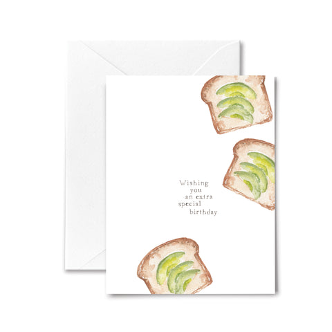 Happy Birthday Card Avocado Toast Watercolor