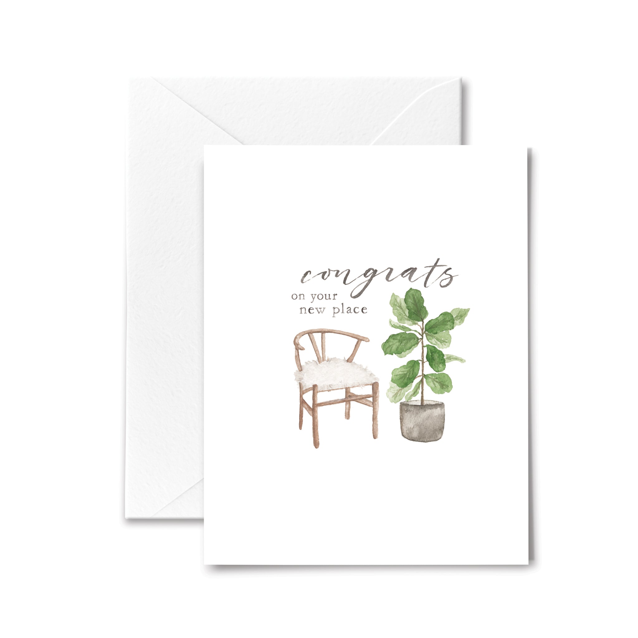 New House Card Congratulations Housewarming Boho Chair Plant