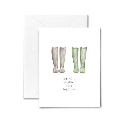 Sympathy Card Rain Boots Friendship Watercolor illustration
