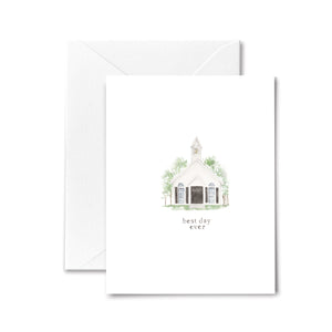 Wedding Card Chapel Wife Husband Best Day Watercolor Illustration
